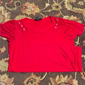 Elegant Red Short Sleeve Women's Top